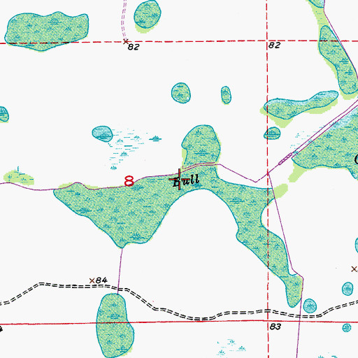 Topographic Map of Bull Creek, FL
