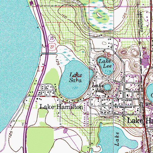 Topographic Map of Lake Sara, FL