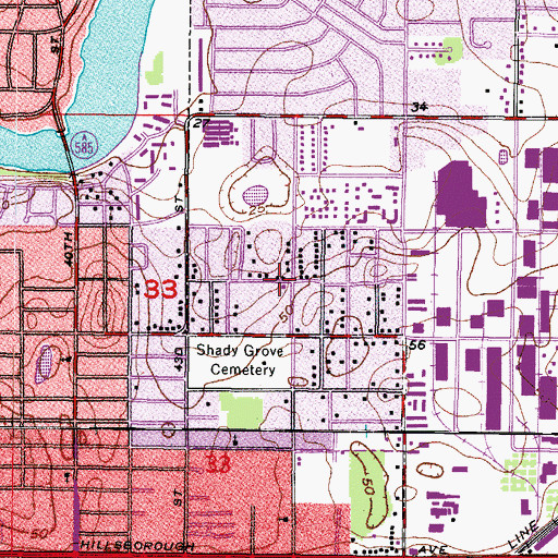 Topographic Map of Tampa Water Works Lake, FL