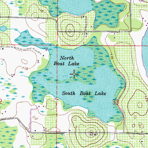 Topographic Map of North and South Boat Lake, FL
