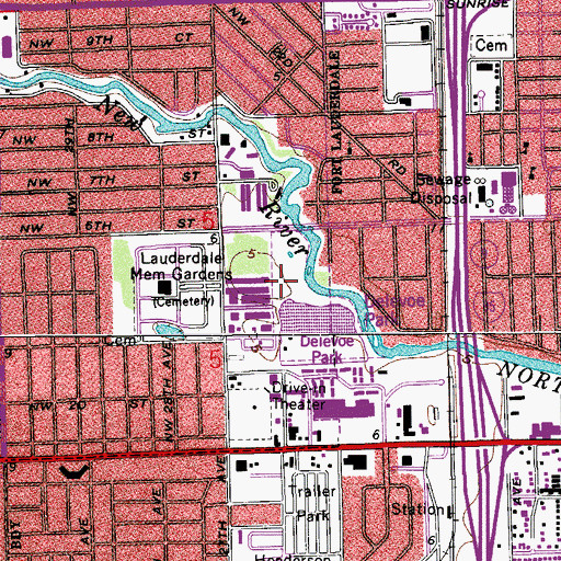 Topographic Map of Lauderdale Memorial Gardens, FL