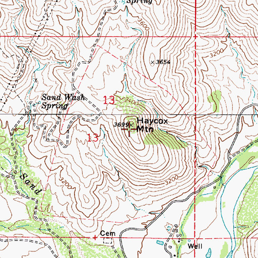 Topographic Map of Haycox Mountain, AZ