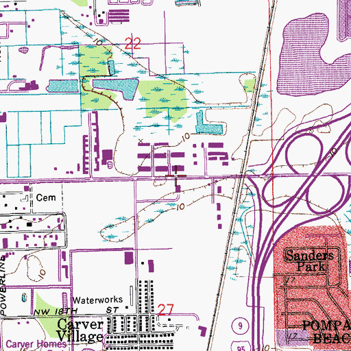 Topographic Map of Broward County Law Library, FL