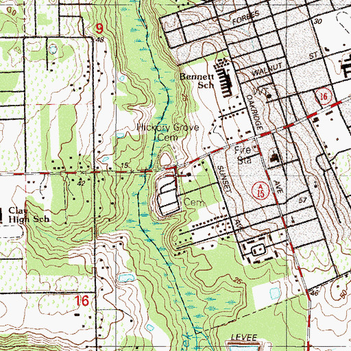 Topographic Map of Holly Hill Memorial Park and Mausoleum, FL