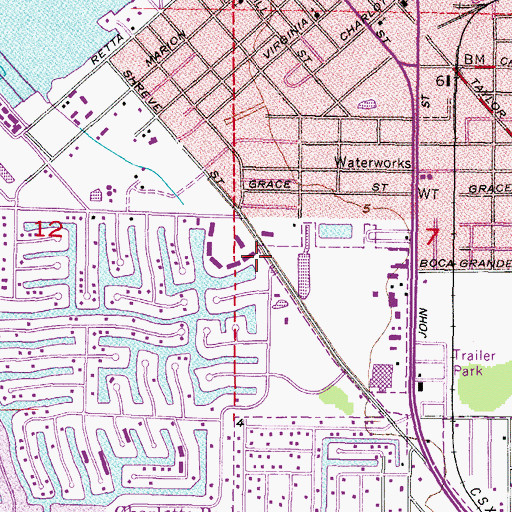 Topographic Map of Punta Gorda Public Library, FL