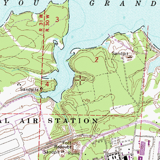 Topographic Map of Redoubt Bayou, FL
