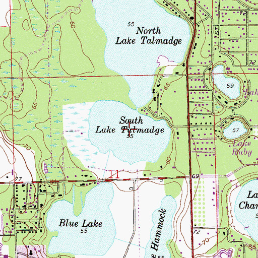 Topographic Map of South Lake Talmadge, FL