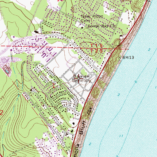 Topographic Map of Bayview Memorial Park, FL