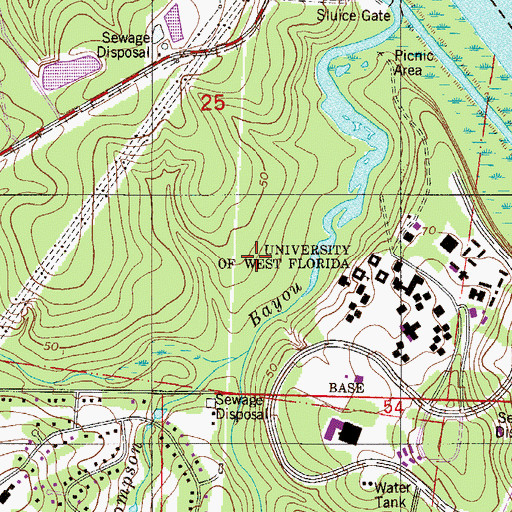 Topographic Map of John C Pace Library, FL