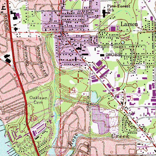 Topographic Map of Oaklawn Cemetery, FL