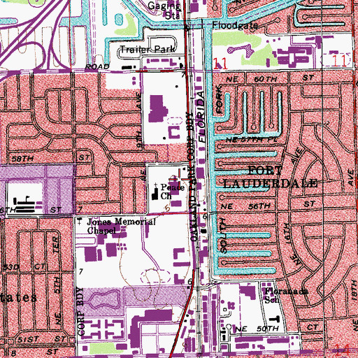 Topographic Map of North Ridge Medical Center, FL
