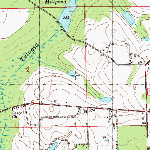 Topographic Map of Byron Sube Mill Pond, FL
