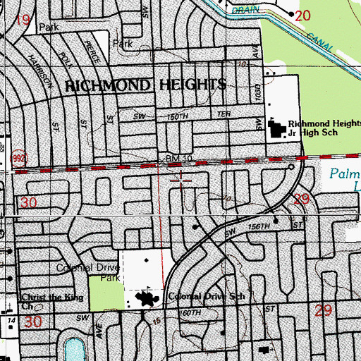 Topographic Map of Pinelawn Memorial, FL