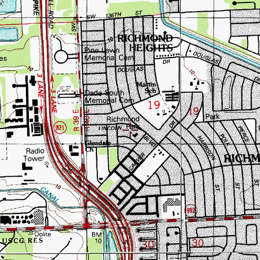 Topographic Map of Charlotte Jane Memorial Park, FL