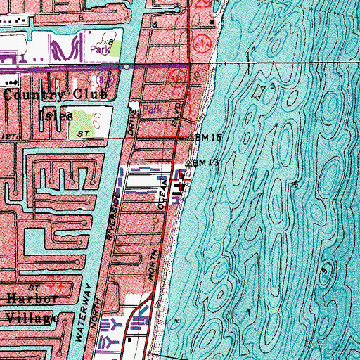 Topographic Map of North Beach Community Hospital, FL
