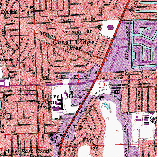 Topographic Map of Manor Oaks Hospital, FL