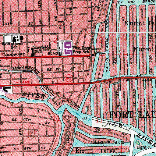 Topographic Map of Fort Lauderdale Hospital, FL