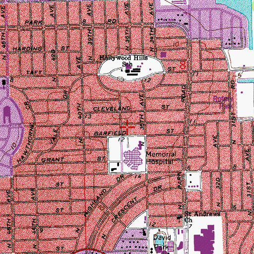 Topographic Map of Hollywood Pavilion Treatment Center, FL