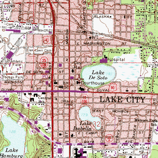 Topographic Map of Lake City Public Library, FL