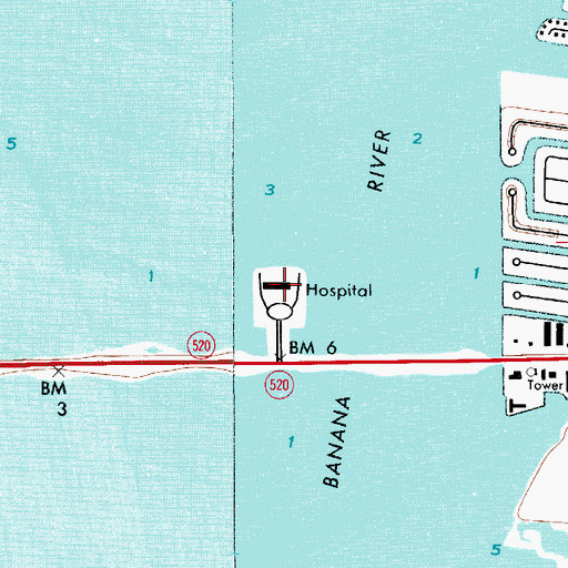 Topographic Map of Cape Canaveral Hospital, FL