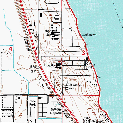Topographic Map of Adare Medical Center, FL