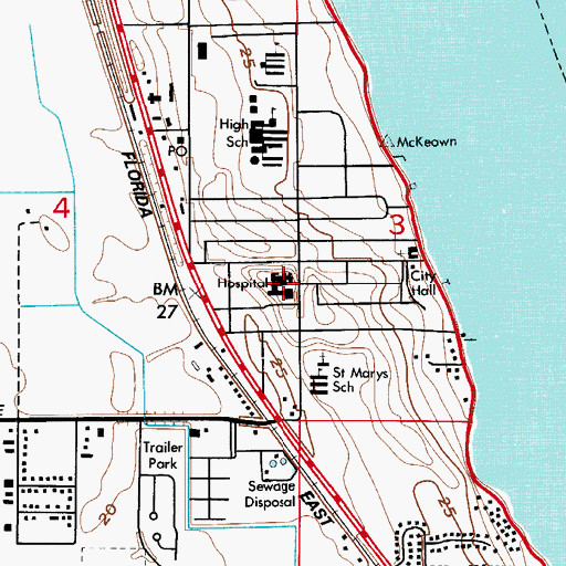 Topographic Map of Wuesthoff Medical Center, FL