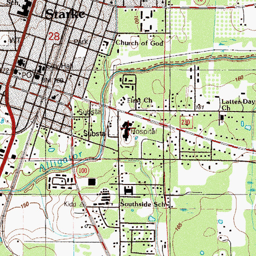 Topographic Map of Shands Starke Regional Medical Center, FL