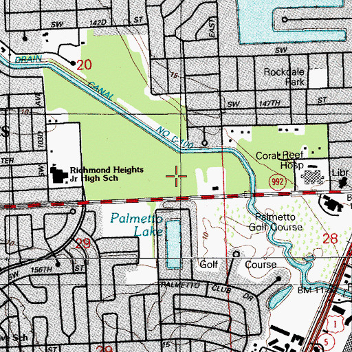 Topographic Map of Coral Reef Hospital, FL