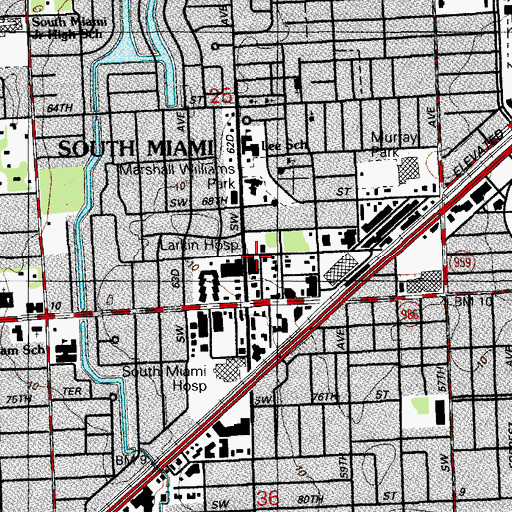 Topographic Map of Larkin Community Hospital, FL