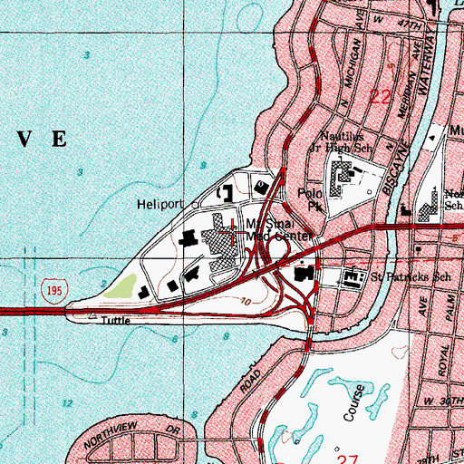 Topographic Map of Mount Sinai Medical Center, FL
