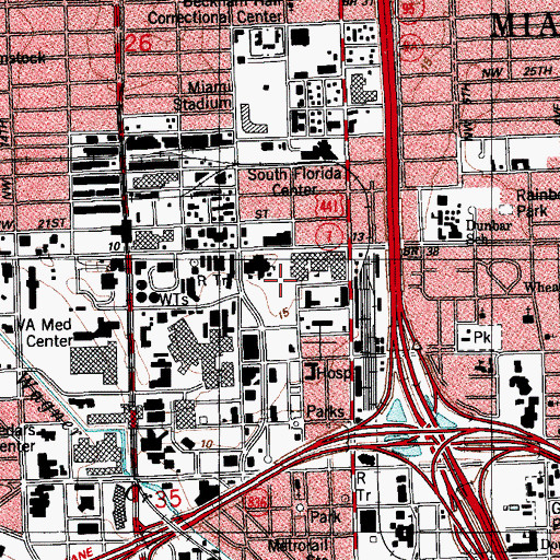 Topographic Map of Highland Park General Hospital, FL