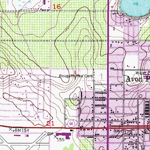 Topographic Map of Bougainvillea Cemetery, FL