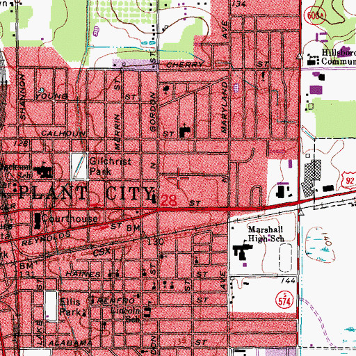 Topographic Map of Hopewell Memorial Gardens, FL