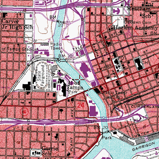 Topographic Map of University of Tampa - Merl Kelce Library, FL