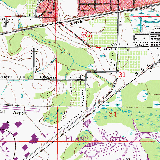 Topographic Map of Plant City Public Library, FL