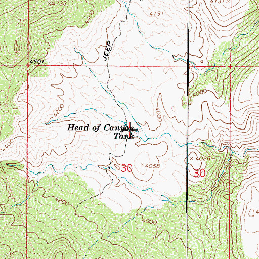 Topographic Map of Head of Canyon Tank, AZ