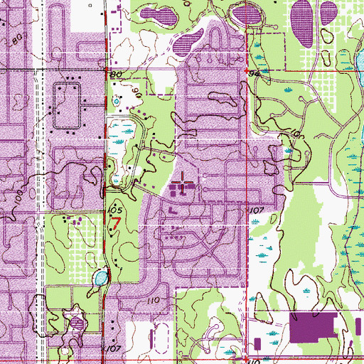 Topographic Map of Rolling Hills Elementary School, FL