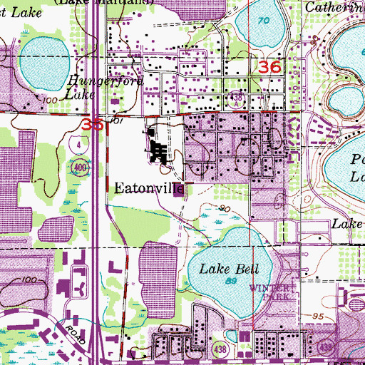 Topographic Map of Hungerford Elementary School, FL