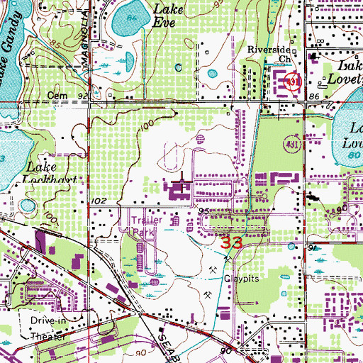 Topographic Map of Lockhart Middle School, FL