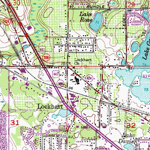 Topographic Map of Lockhart Elementary School, FL