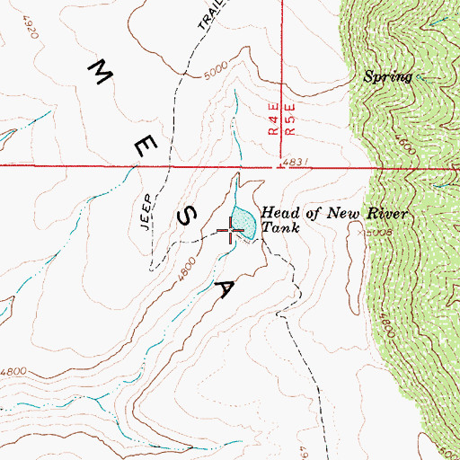 Topographic Map of Head of New River Tank, AZ