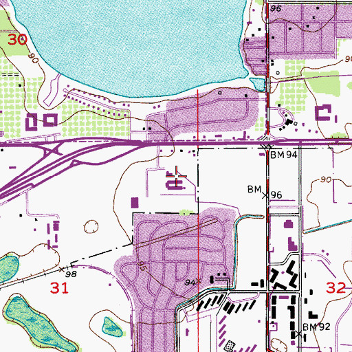 Topographic Map of Durrance Elementary School, FL