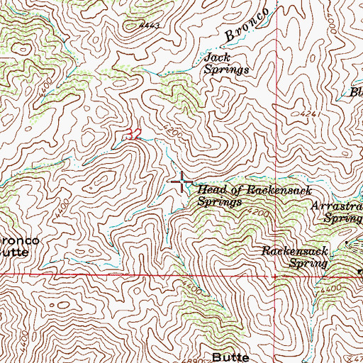 Topographic Map of Head of Rackensack Springs, AZ