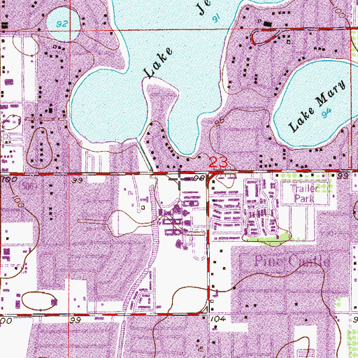 Topographic Map of Oak Ridge High School, FL