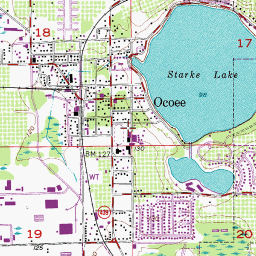 Topographic Map of Ocoee Middle School, FL