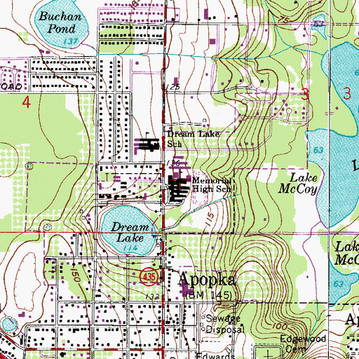 Topographic Map of Apopka Junior High School, FL
