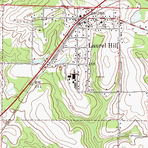 Topographic Map of Laurel Hill School, FL