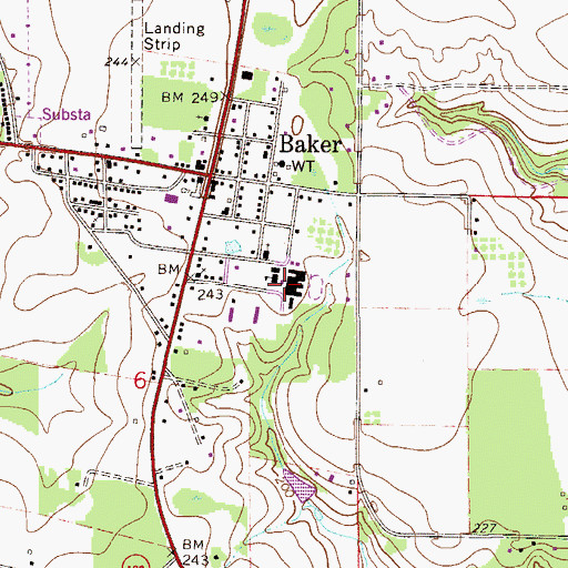Topographic Map of Baker School, FL