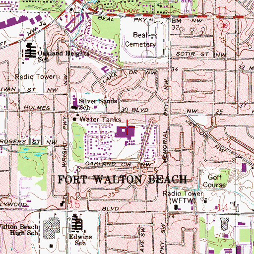 Topographic Map of Max Bruner Junior Middle School, FL