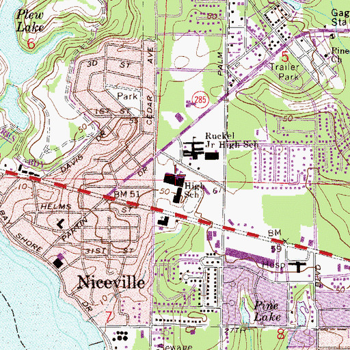 Topographic Map of Niceville High School, FL